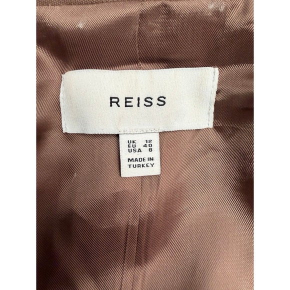 Reiss Wren Single Breasted Blazer Tan Camel Longline Jacket Size 8 - Picture 4 of 9